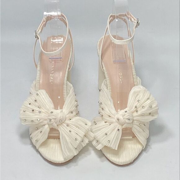Loeffler Randall Camellia Pearl Rhinestone Bow Heel Sandals size 6.5 - Picture 4 of 13